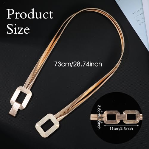 Prasacco Gold Belt Strech Metal Belts Hollow Out Chain Belt with Double Rectangle Buckle Gold Belts for Women Dresses Waist Accessories2