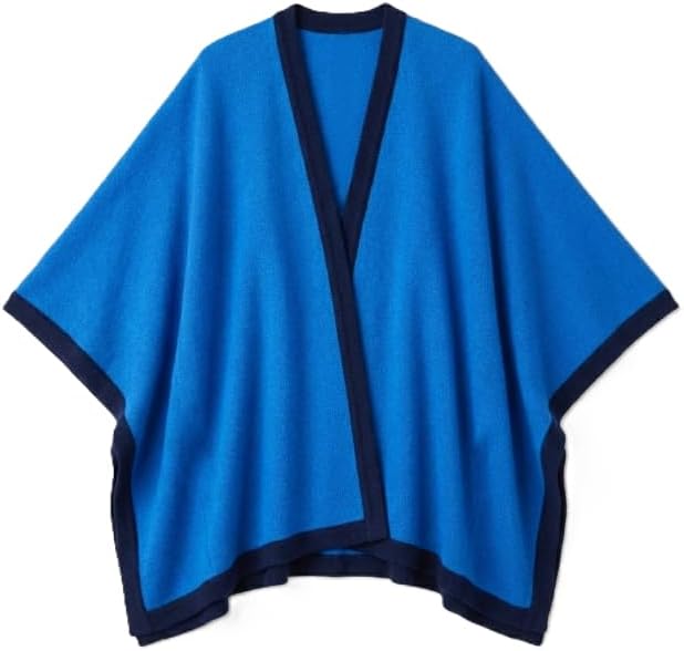 NPIA Certified Artisan Cape Women 100% Pure Cashmere | One Size Open Front Wrap | 2-Ply Vibrant Knit Travel Shawl