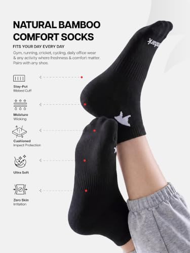 Image of ZENSHARK Bamboo Socks for Men & Women, Pack of 3 (Black /White /Navy Blue) | Anti-Odour Lightweight Ankle Socks | Breathable Sweat-Absorbing Natural bamboo Fabric Blend Gym Running Sports Socks