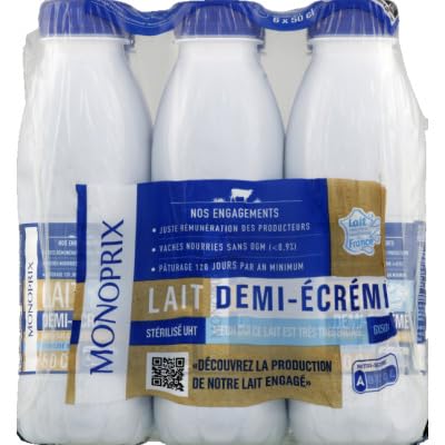 Monoprix Lait Demi-Écrémé 6x50cl