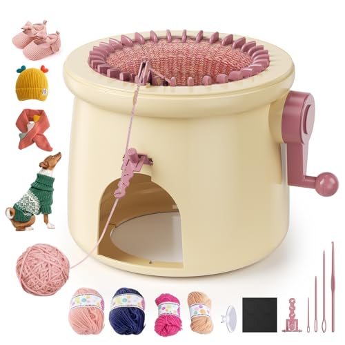 Errum Knitting Machine 32 Needles Adorable Mashroom-Shaped Knitting Loom Machine for Adult & Kids Smart Weaving Loom Round Knitting Machines Great for Begninner
