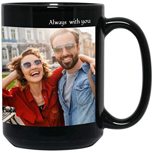 Btom Photo Coffee Mug 15 Oz Personalized Black Cup Picture Text Name Taza Personalizadas Ized Family Friend Mug Gift Birthday Anniversary Valentine's Day Mother's Day, Black - General Ize #TOP1