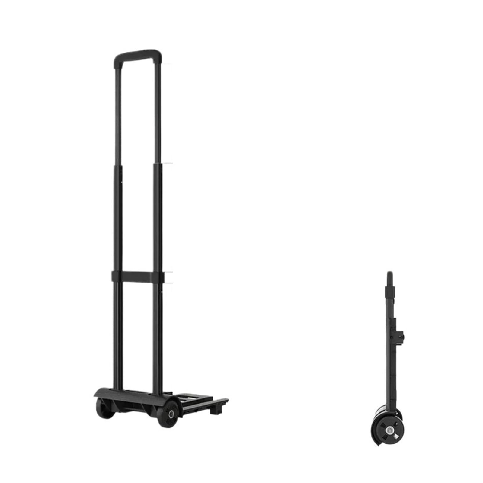 Handwagen Klappbar Zusammenklappbarer tragbarer Einkaufswagen for die Expresslieferung, Kleiner Ziehwagen, Handwagen for Bewegen des Abschleppwagens FüR GepäCk Reisen Einkaufen(Black)