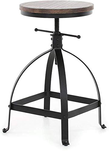 Aprodz Vintage Bar Stool Swivel Coffee Kitchen Dining Chair Counter Height Adjustable 19.69?-25.59? Industrial Style
