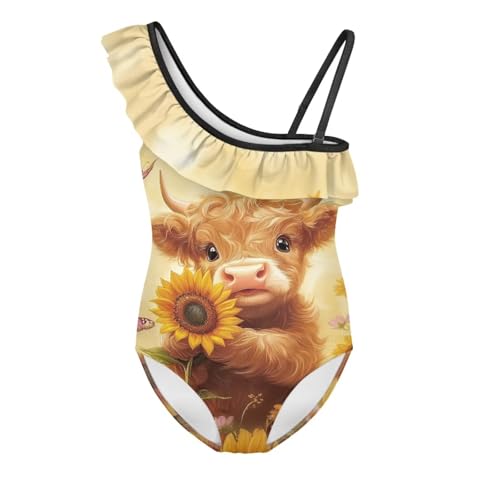 Girls Swimsuit One Piece Bathing Suit Ruffle Cute Little Kids Swimming Suits Beach Swimwear 3T-14