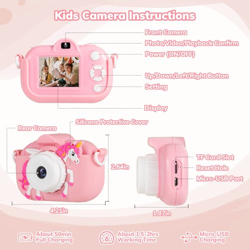Image of toddler camera toys for girls age 3-12 birthday gift toys 48MP HD for kids digital camera HD 1080P video camera for toddlers toys gifts