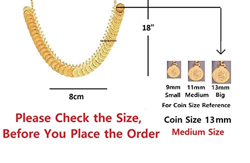 Image of VAMA Fashions Laxmi coin kasulaperu Traditional Temple Coin Jewellery God Lakshmi Coin Necklace Set for Women
