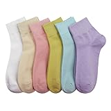 Women's Cotton Socks, Soft Thin Breathable Moisture Wicking Ankle Crew Casual Socks 6 Pairs (Multico