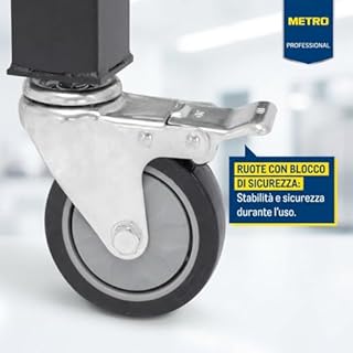 METRO PROFESSIONAL Barbecue a Gas Dayton con 6 Bruciatori, Area Cottura 108x53 cm, Acciaio Nero, con Ruote e Telo di Copertura, 22.2 kW