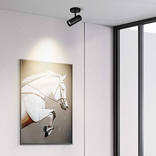 Image of Aisilan LED Black Ceiling Spotlight 12W Adjustable 90 Degrees Anti-Glare Directional Modern LED for Indoor Foyer Living Room Natural White 4000K, Aluminum Modern Lights