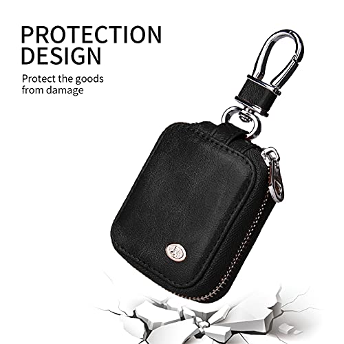 Chanroy Compatible With Airpods Pro & 2 & 1 Portable Premium Pu Leather Protective Vintage Style Case Snap Metal Closure Clip Anti-Scratch Carrying Pouch With Keychain For Airpods Pro & 2 & 1(Black) #TOP2