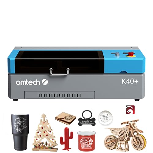 OMTech 45W CO2 Laser Engraver with LightBurn 12x8 Desktop Laser Engraving Cutting Machine for Home Use LaserGRBL Compatible Air Assist & Adjustable Head for Wood Glass & More