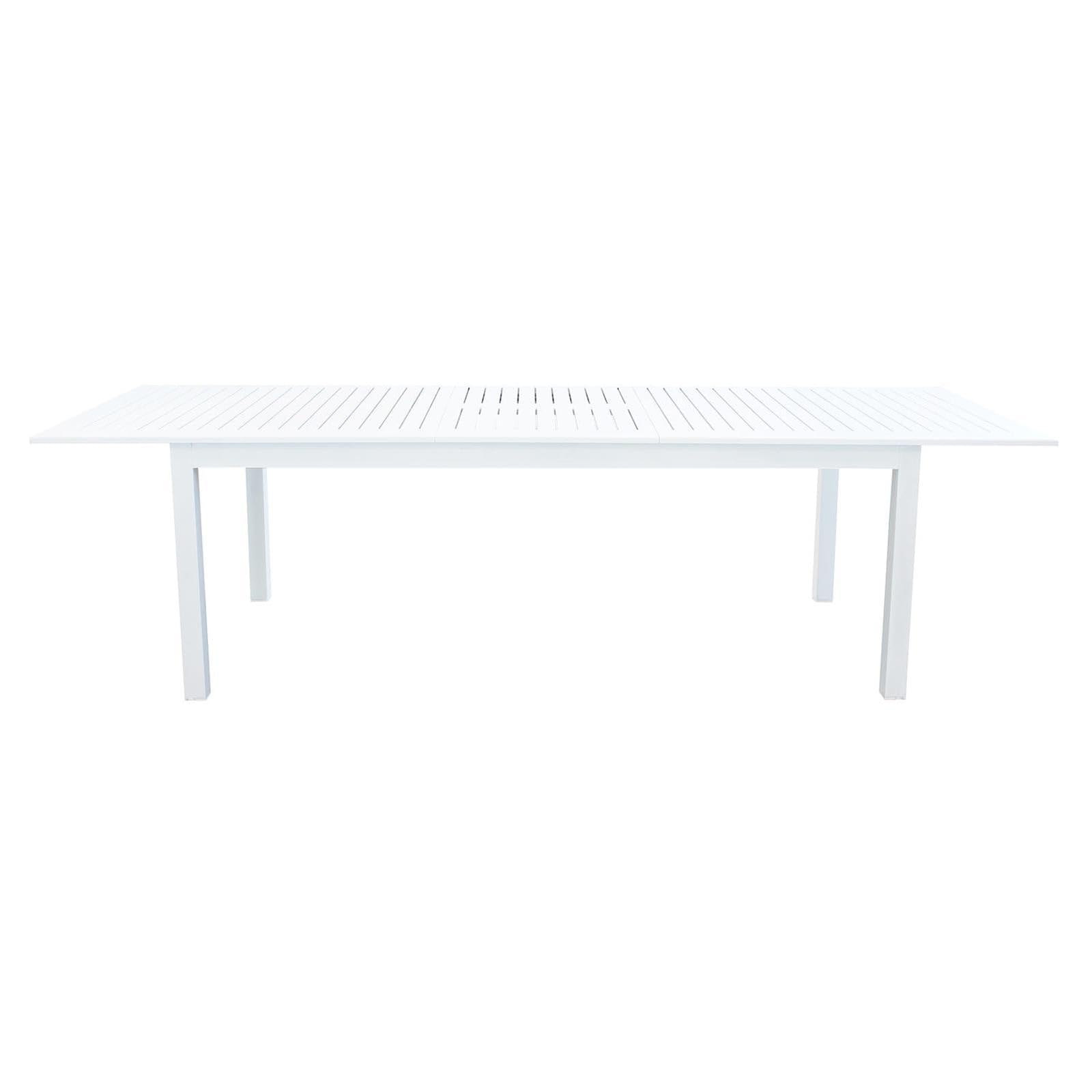 Decor Space Tavolo allungabile Ibiza Bianco in alluminio dogato da esterno per giardino e veranda (Tavolo/220-280 x 100 cm)