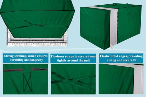 Image of The Furnishing Tree Elastic fit waterproof Polyester window ac cover compatible for Blue Star 2 Ton WFD324E Dustproof cover for inner and outer section, Green