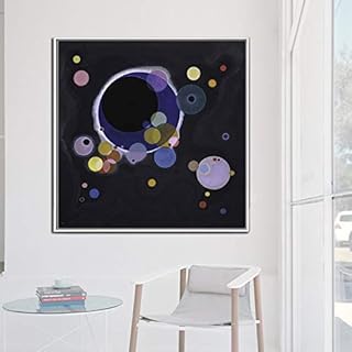 Wassily Kandinsky Cerchio nero Quadri astratti su tela da parete Poster e dipinti per soggiorno Decorazioni per la casa 60x60 cm 24