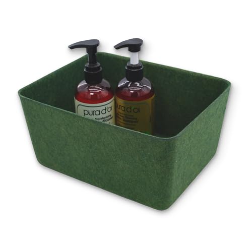 Image of Welaxy Felt Deep Drawer Organizer Medium Forest Green Closet Storage Bin