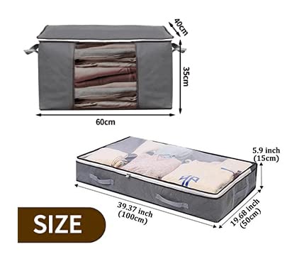 Grande custodia pieghevole per abiti (5 pezzi), chiusura lampo durevole e manico rinforzato, in tessuto non tessuto per vestiti, biancheria da letto, trapunte, cuscino - Image 3