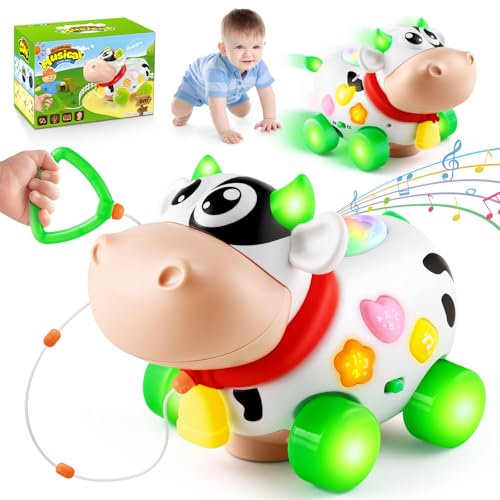 IJIGU 7 in 1 Multi-Functional Bilingual Musical Cow Toys, Baby Toys for 6–12 Months, Early Learning Educational Toys – Christmas & Birthday Gifts for 12–18 Months, 1–2 Year Old Boys and Girls.