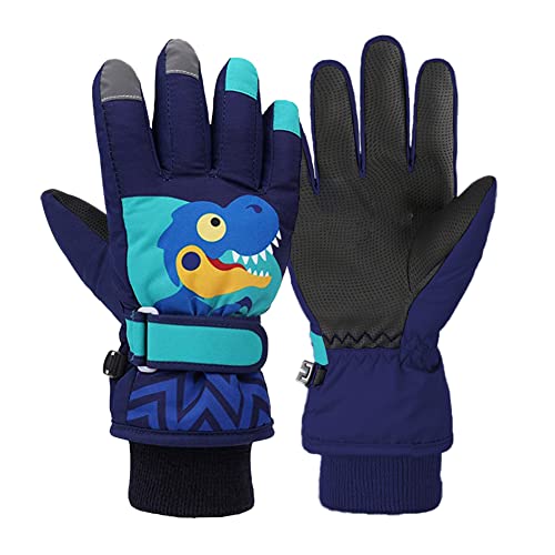 Gants de ski pour enfants, imperméables et coupe-vent, moufles d'hiver pour filles et garçons de 2 à 13 ans, mignons motifs dinosaures d'hiver chauds gants de neige pour skier, snowboard Cover
