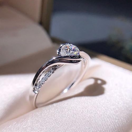 White Gold Plated Round Cubic Zirconia Creative Exquisite Engagement Rings Wedding Bridal Band Promise Rings Evening Parties Anniversary Valentine's Day Gifts Eternity Bands for Women4