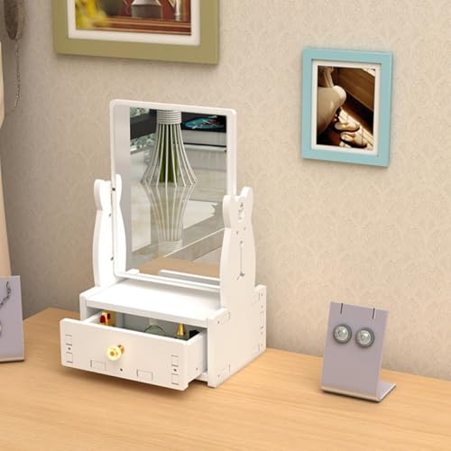 Espejo de maquillaje de escritorio con cajón ibasenice miniatura 6