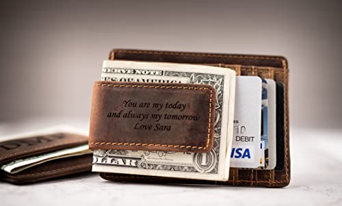 Personalized RFID Leather Money Clip Wallet with ID Window4