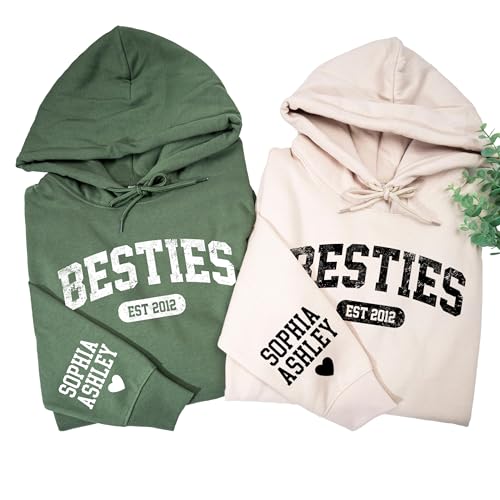 HHLYN14 - Personalized Besties Sweatshirts, Custom Iamge, Names and Year Shirt, Sisters Matching...