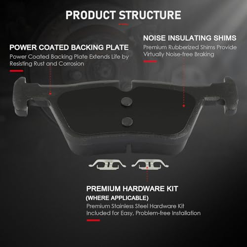 Image of cciyu D1613 Rear Disc Brake Pads Kit For BMW 228i /228i xDrive /230i /230i xDrive /320i /320i xDrive /328d /328d xDrive /28i /328i GT xDrive /328i xDrive /330i /330i GT xDrive /330i xDrive /428i /428i Gran Coupe