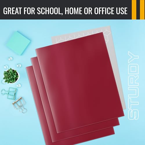 Image of Better Office Products 2 Pocket Glossy Laminated Burgundy Red Paper Folders, Box of 25, Letter Size, Burgundy Red Paper Portfolios