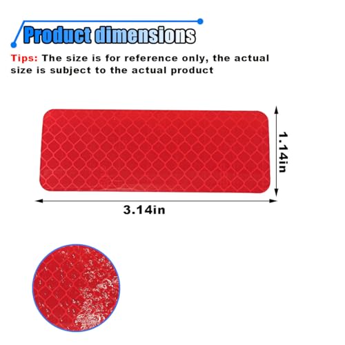 Image of 20PCS Car Safety Reflective Stickers, Waterproof Warning Reflective Tape, Night Visibility Reflective Strips for Trailers, Motorcycles, Bicycles, Cars, Helmets, 3.14 x 1.14 Inch (Red)