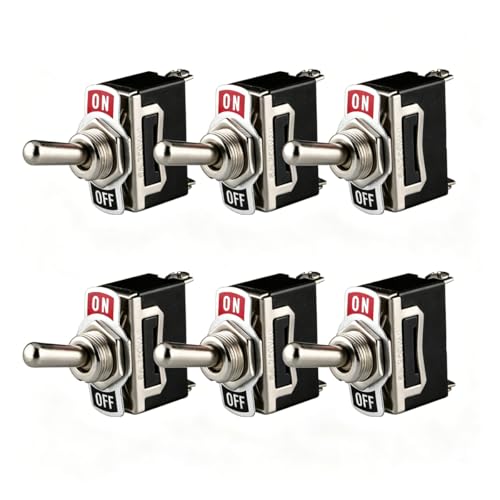 Gebildet Interrupteur à Bascule 12V-24V-48V-110V/10A, 220V-230V/6A, SPST ON/OFF 2 Positions 2 Broches, pour Voiture Tableau de Bord Lumière (Pack de 6, Noir)