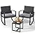 Qsun 3 Pieces Patio Furniture Set Rocking Bistro Set Outdoor Rattan Conversation with Coffee Table for Garden Balcony Backyard Poolside (Grey Cushion)