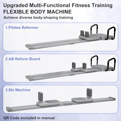 Pilates Reformer -Pilates Board with 66.9'' Extended Track Portable Multifunctional Abdominal Pilates Ski Machine for Home Workout Equipment, Pilates Machine - Image 4