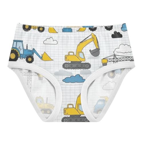 Toddler Briefs, Construction Vehicles Tractors Cotton Underwear for Girls, 2–8 Years