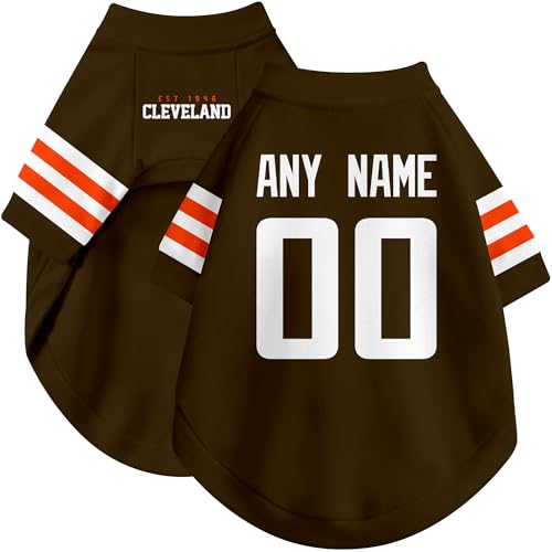 Image of Cleveland Dog Clothes Jersey Style Personalized Pet T Shirt with Custom Name Number for Small Medium Large Dogs