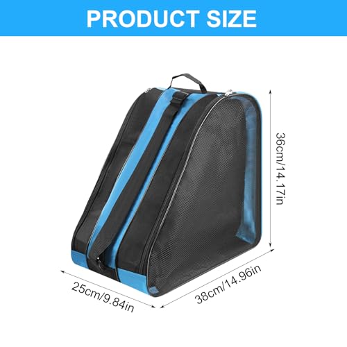 Eislaufschuhe Tasche Kinder, Schlittschuhtasche mit Verstellbarem Trageriemen, Rollschuh Tasche Inliner Tasches Schlittschuhtasche Rucksack Skischuhtasche Kinder Eislauftasche für Herren Damen（Blau）