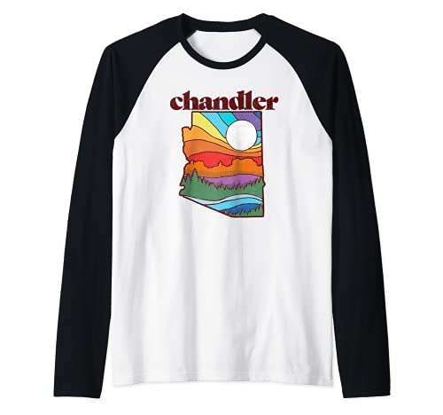 Chandler Arizona Vintage Nature Design Outdoor Graphic Raglan Baseball Tee, Black
