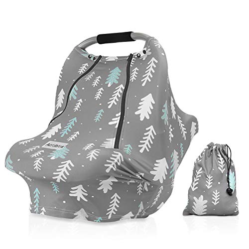 Image of Baby Car Seat Covers-Acrabros Multifunctional Infant Carseat Canopy for Boys Girls,Stretchy Breathable Adjustable Peep Window Universal Fit, Gray