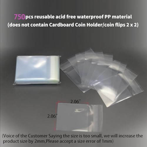 Coin Protect Sleeves and Coin Measuring Card Collection Supplies,3 Options, not Included Cardboard Coin Holders,Plastic Coin Capsules, Coin Storage Protectors Boxes (750)