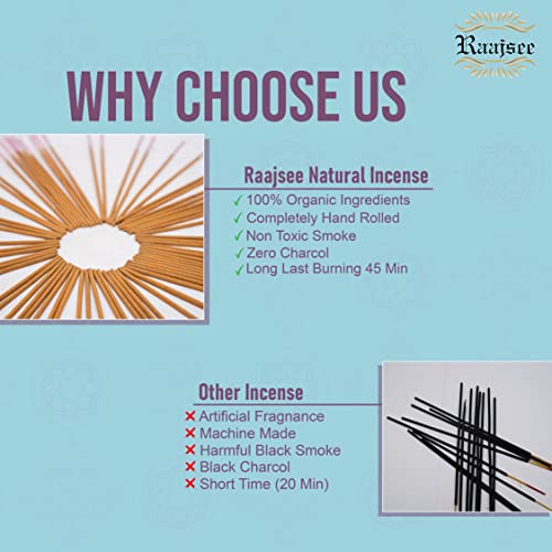 Raajsee Frankincense Natural Incense Sticks 100 Gm Pack-100% Pure Organic Natural Hand Rolled Free from Chemicals-Perfect for Church,Aroma Therapy,Relaxation,Meditation,Positivity,Healing 100gm Pack