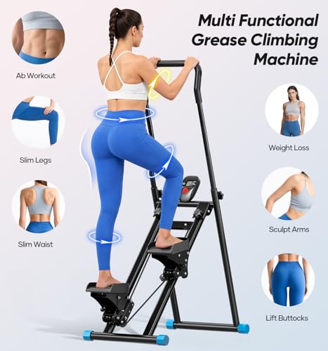 Image of 3-Level Adjustable Cardio Stair Stepper for Home, Folding Vertical Stair Stepper with Non-Slip Pedals & LCD Monitor, Portable Stair Stepper with Resistance & Handlebar, Supports 350 LBS, Unisex