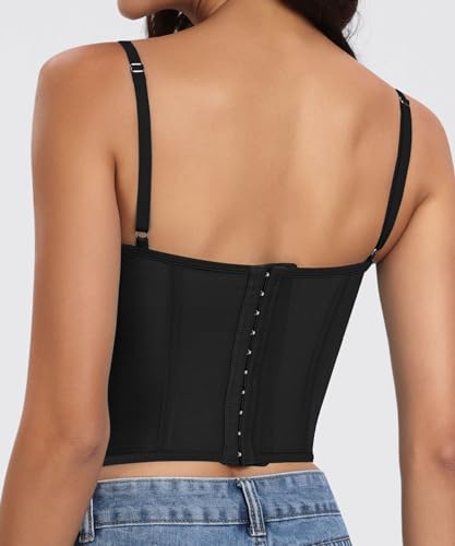 Image of AENLLEY Fashion Lace Bustier Corset Crop Tops for Women with Buckle - Sexy Going Out Top