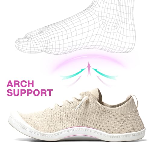 Women’s Low top Slip On Arch Support Loafer, Soft Comfort Casual Barefoot Walking Shoes,Breathable Stretchy Mesh Lightweight Non-Slip Fashion Sneakers3