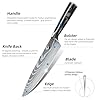 Dfito Chef Knife Sets with Roll Bag, 9 Pieces Professional Knife Set with Sharpener, High Carbon Stainless Steel Kitchen Knife Set with Black Resin Handle, Dishwasher Safe, Chef Gifts