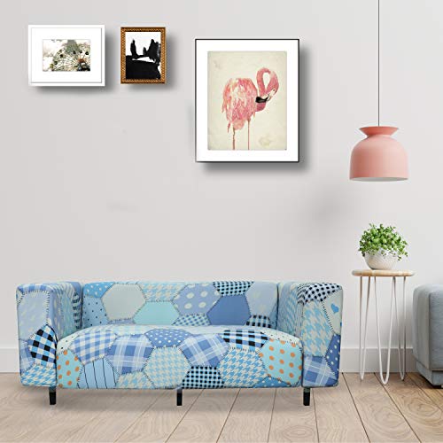 Image of House of Quirk Polyester Blend Universal Big Elasticity Double Seater Flexible Stretch Couch /Sofa Cover Slipcover - Mandala Print (Blue)