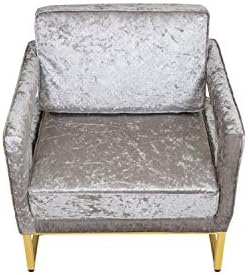 Sofa Lounge Occasional Designer Accent Carlo Armchair Tub Chair with Gold Leg Base Office Lobby Board Room Living Room Conservatory (Silver, Crushed Velvet)