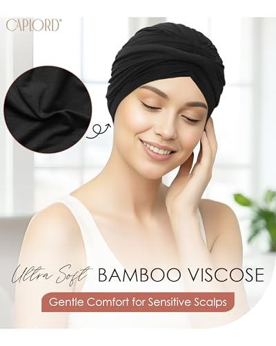 Soft Chemo Headwear for Women Hats for Cancer Patients Head Wraps Alopecia Head Coverings Chemotherapy Must Haves Care Gifts Womens Turbans Cancer Headwear for Women Chemo Beanies Black