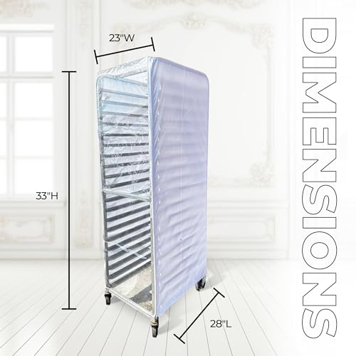Bakery Food Pan Sheet Rack Cover – Heavy Duty PVC Vinyl Zippered Bun Pan Rack Cover – Long-lasting Use Durable Cover with 2 Zippers – Made in USA (White, 23"W x 28"L x 33"H)