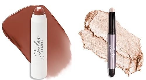 Julep It's Balm 2-in-1 Lip Balm + Buildable Lipstick with Semi-Gloss Finish for Dry, Cracked & Chapped Lips, Brown Sugar - Eyeshadow 101 CrÃ¨me to Powder Waterproof Eyeshadow Stick Pearl Shimmer