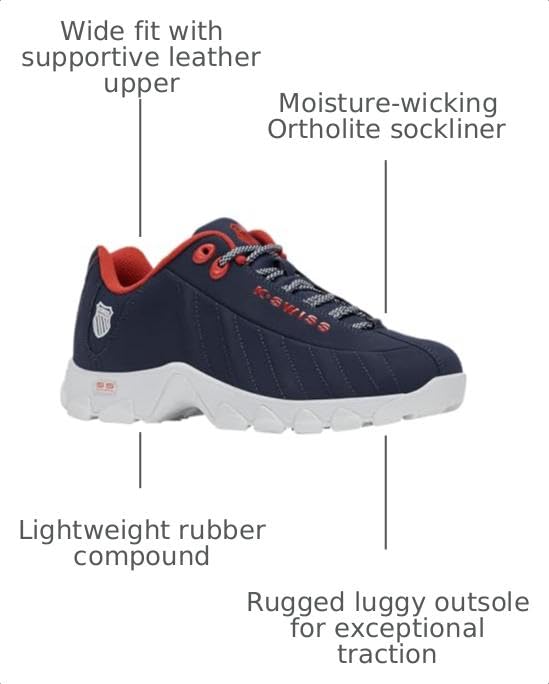 Image of K-Swiss Men's ST329 CMF Sneaker, Wide Tennis Walking Shoes Leather Upper